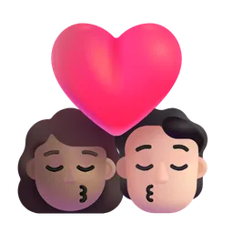 Kiss: Woman, Person, Medium Skin Tone, Light Skin Tone Microsoft 3D Fluent