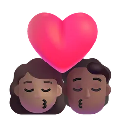 Kiss: Woman, Person, Medium Skin Tone, Medium-Dark Skin Tone Microsoft 3D Fluent