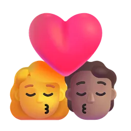 Kiss: Woman, Person, No Skin Tone, Medium Skin Tone Microsoft 3D Fluent
