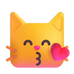 Kissing Cat Face with Closed Eyes Microsoft 3D Fluent