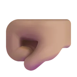 왼쪽을 향한 주먹: 중간 피부 톤 Microsoft 3D Fluent