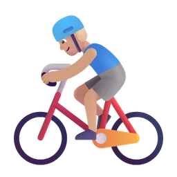 Man Biking: Medium-Light Skin Tone Microsoft 3D Fluent