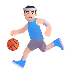 Man Bouncing Ball: Light Skin Tone Microsoft 3D Fluent