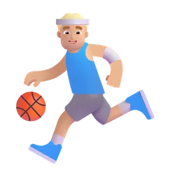 Man Bouncing Ball: Medium-Light Skin Tone Microsoft 3D Fluent