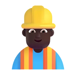 Man Construction Worker: Dark Skin Tone Microsoft 3D Fluent