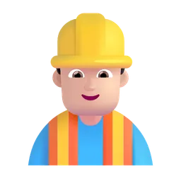 Man Construction Worker: Light Skin Tone Microsoft 3D Fluent