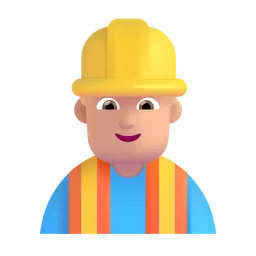 Man Construction Worker: Medium-Light Skin Tone Microsoft 3D Fluent