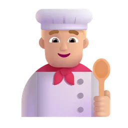 Man Cook: Medium-Light Skin Tone Microsoft 3D Fluent
