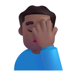 Man Facepalming: Medium-Dark Skin Tone Microsoft 3D Fluent