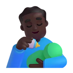 Man Feeding Baby: Dark Skin Tone Microsoft 3D Fluent