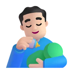 Man Feeding Baby: Light Skin Tone Microsoft 3D Fluent
