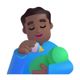 Man Feeding Baby: Medium-Dark Skin Tone Microsoft 3D Fluent