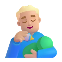 Man Feeding Baby: Medium-Light Skin Tone Microsoft 3D Fluent