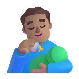 Man Feeding Baby: Medium Skin Tone Microsoft 3D Fluent