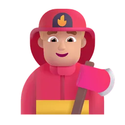 Man Firefighter: Medium-Light Skin Tone Microsoft 3D Fluent