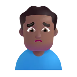 Man Frowning: Medium-Dark Skin Tone Microsoft 3D Fluent