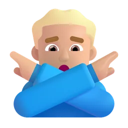 Man Gesturing No: Medium-Light Skin Tone Microsoft 3D Fluent
