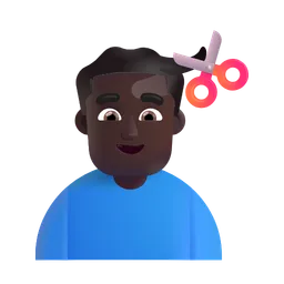 Man Getting Haircut: Dark Skin Tone Microsoft 3D Fluent