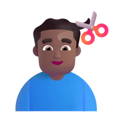 Man Getting Haircut: Medium-Dark Skin Tone Microsoft 3D Fluent