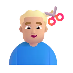 Man Getting Haircut: Medium-Light Skin Tone Microsoft 3D Fluent