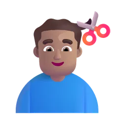 Man Getting Haircut: Medium Skin Tone Microsoft 3D Fluent