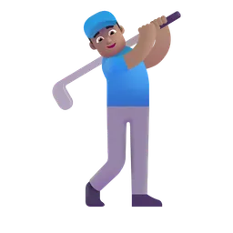Man Golfing: Medium Skin Tone Microsoft 3D Fluent