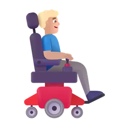 Man in Motorized Wheelchair Facing Right: Medium-Light Skin Tone Microsoft 3D Fluent