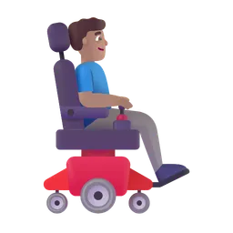 Man in Motorized Wheelchair Facing Right: Medium Skin Tone Microsoft 3D Fluent