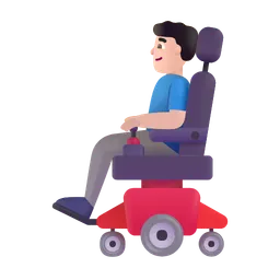 Man in Motorized Wheelchair: Light Skin Tone Microsoft 3D Fluent