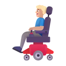 Man in Motorized Wheelchair: Medium-Light Skin Tone Microsoft 3D Fluent