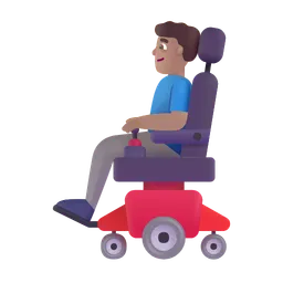 Man in Motorized Wheelchair: Medium Skin Tone Microsoft 3D Fluent