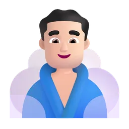 Man in Steamy Room: Light Skin Tone Microsoft 3D Fluent