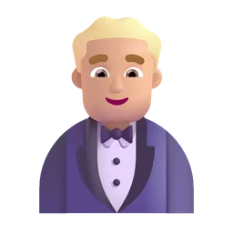 턱시도를 입은 남자: 중간 밝은 피부 톤 Microsoft 3D Fluent