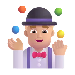 Man Juggling: Medium-Light Skin Tone Microsoft 3D Fluent