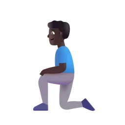 Man Kneeling: Dark Skin Tone Microsoft 3D Fluent