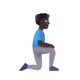 오른쪽을 향해 무릎을 꿇은 남자: 어두운 피부 톤 Microsoft 3D Fluent