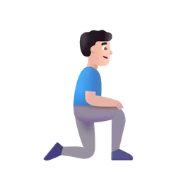 오른쪽을 향해 무릎을 꿇은 남자: 밝은 피부 톤 Microsoft 3D Fluent