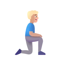 Man Kneeling Facing Right: Medium-Light Skin Tone Microsoft 3D Fluent