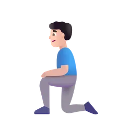 무릎 꿇은 남자: 밝은 피부 톤 Microsoft 3D Fluent