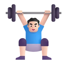Man Lifting Weights: Light Skin Tone Microsoft 3D Fluent