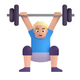 Man Lifting Weights: Medium-Light Skin Tone Microsoft 3D Fluent
