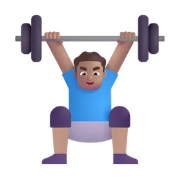 Man Lifting Weights: Medium Skin Tone Microsoft 3D Fluent