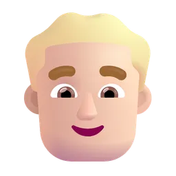 Man: Light Skin Tone, Blond Hair Microsoft 3D Fluent