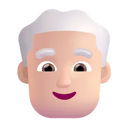 Man: Light Skin Tone, White Hair Microsoft 3D Fluent