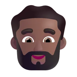 Man: Medium-Dark Skin Tone, Beard Microsoft 3D Fluent
