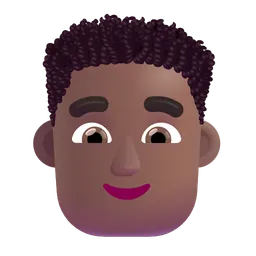 Man: Medium-Dark Skin Tone, Curly Hair Microsoft 3D Fluent