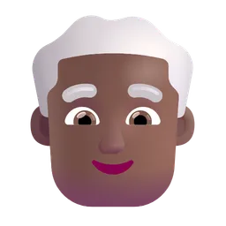 Man: Medium-Dark Skin Tone, White Hair Microsoft 3D Fluent