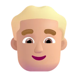 Man: Medium-Light Skin Tone, Blond Hair Microsoft 3D Fluent
