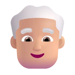 Man: Medium-Light Skin Tone, White Hair Microsoft 3D Fluent
