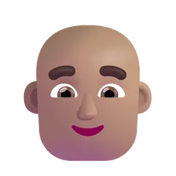 Man: Medium Skin Tone, Bald Microsoft 3D Fluent